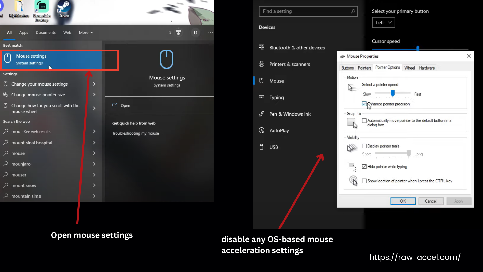 disable OS mouse settings