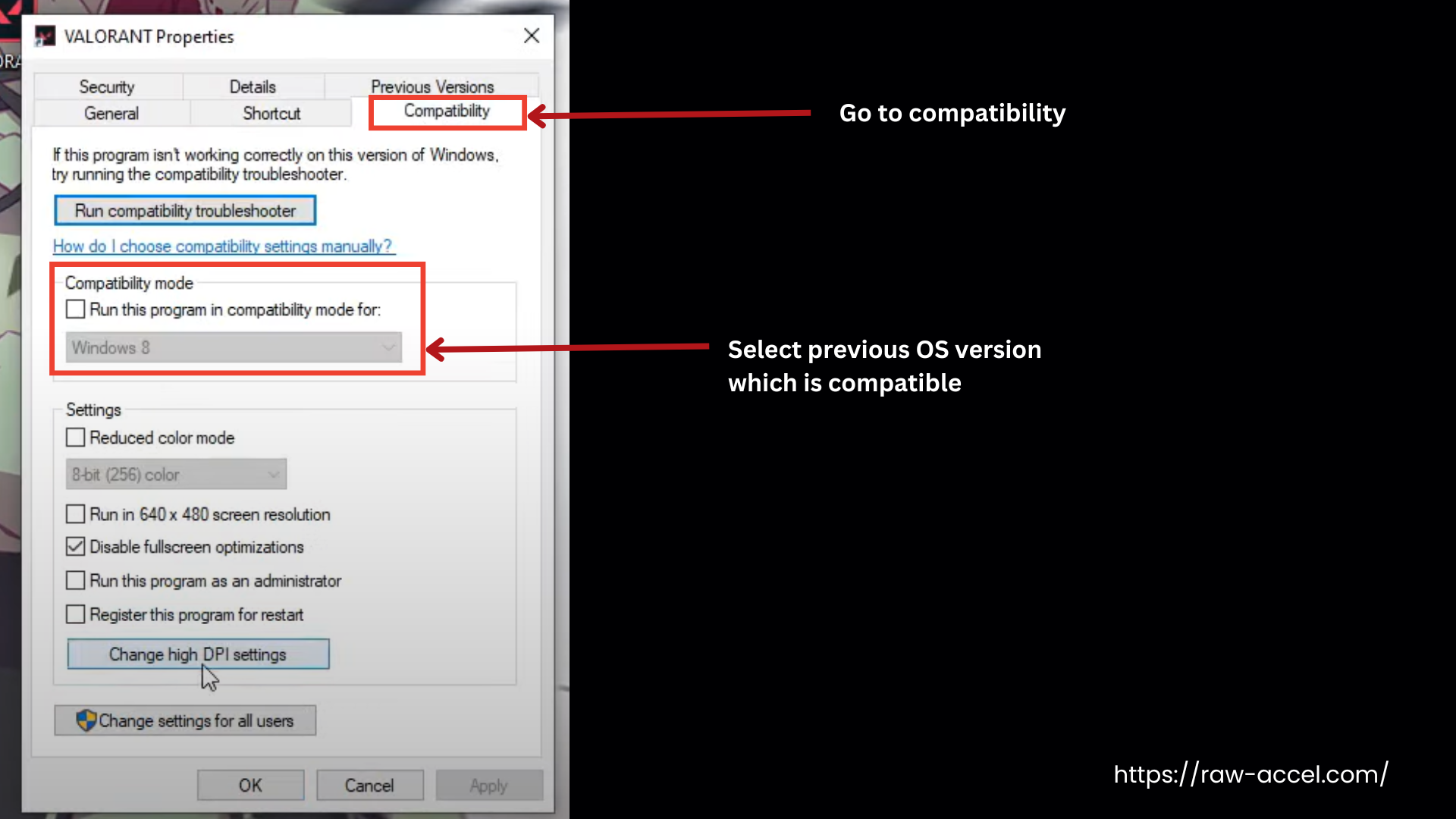select compatible OS version